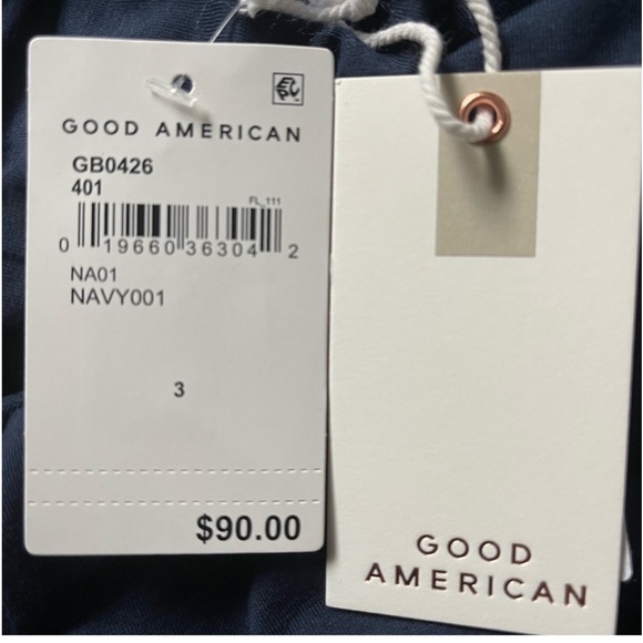 NWT Good American Stretch Jersey Turtleneck Body-Bodysuit in Navy001 Large - Picture 6 of 12